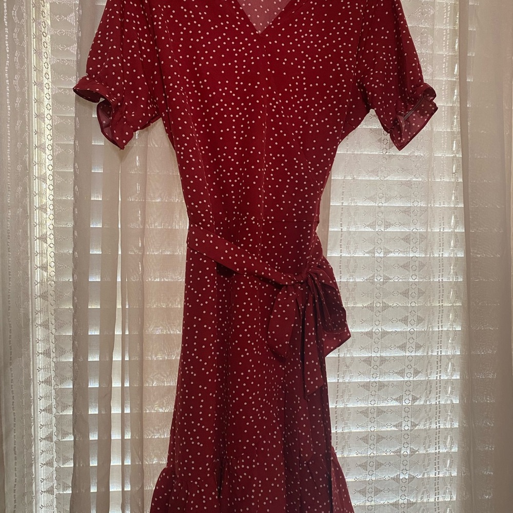Red Polka Dot Wrap Dress